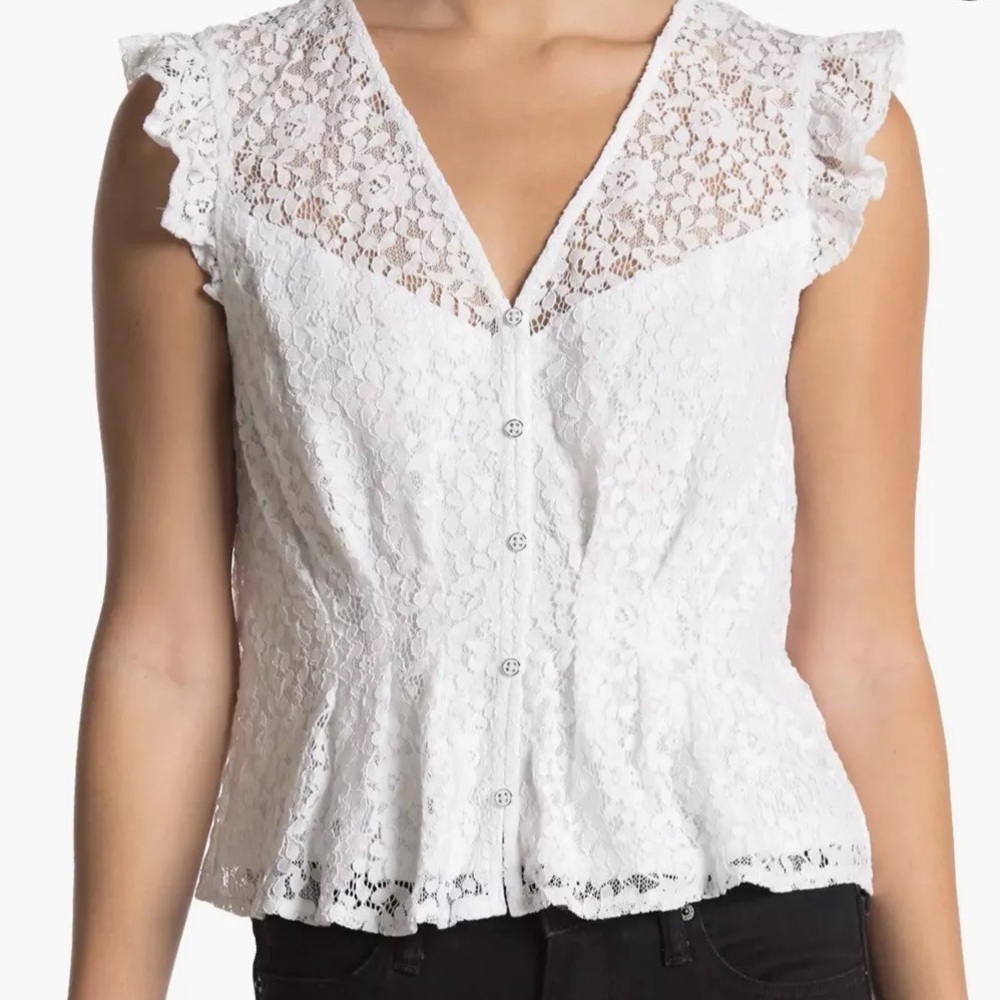 NWT XL Ruffle Lace Top - Laundry by Shelli Segal